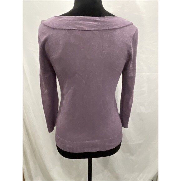 JACLYN SMITH Classic Silk Cashmere 3/4 Sleeve Lilac Knit Pullover Sweater Small - Picture 6 of 8
